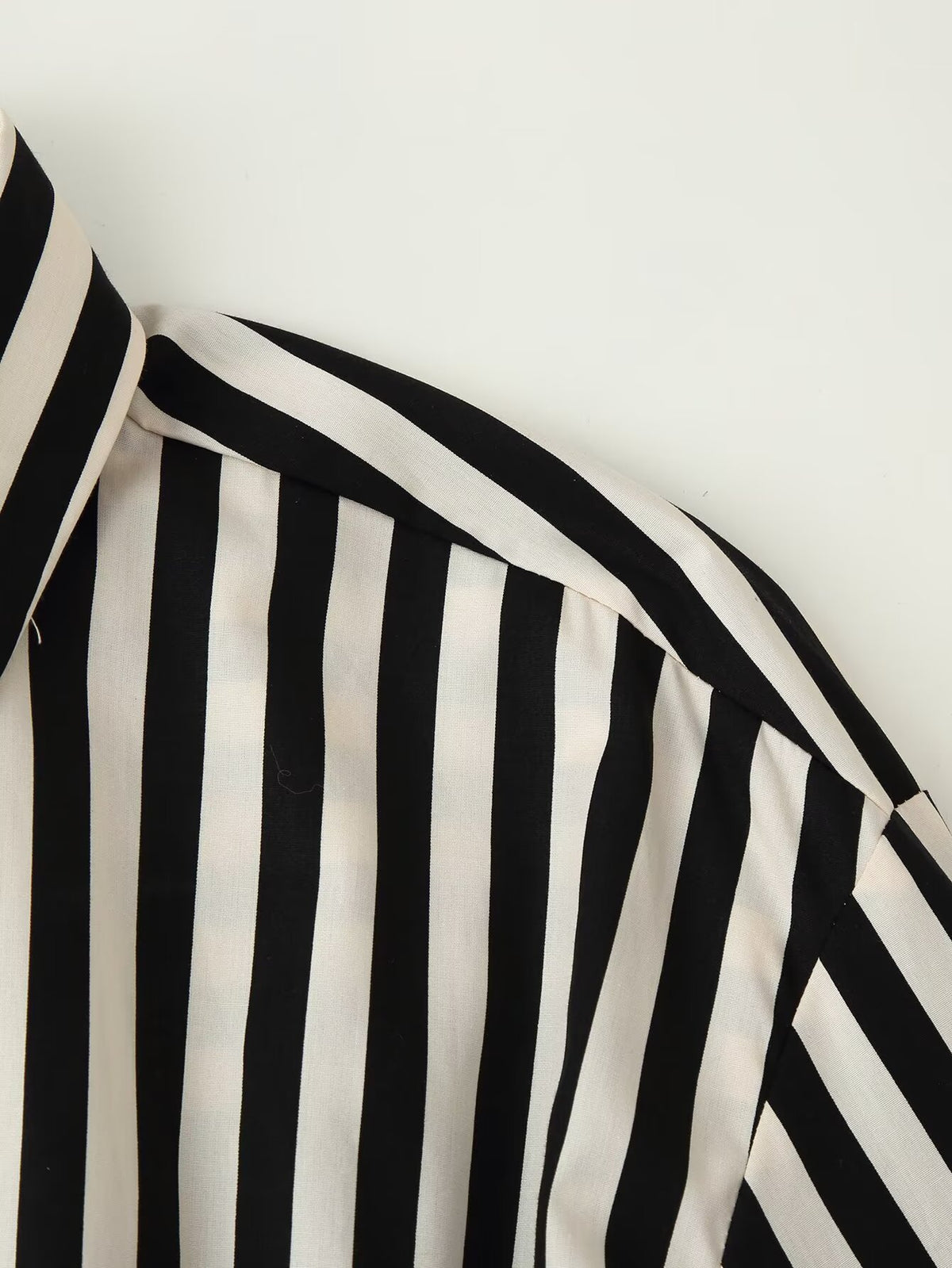 Belted Striped Collared Shirt