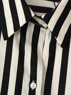 Belted Striped Collared Shirt