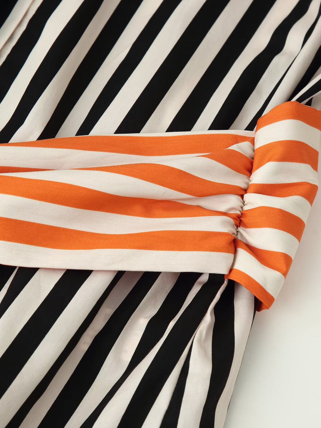 Belted Striped Collared Shirt