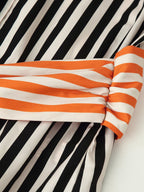 Belted Striped Collared Shirt