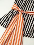 Belted Striped Collared Shirt