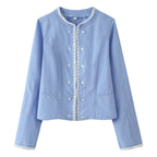 Women's Striped Lace-Detail Poplin Shirt