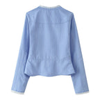 Women's Striped Lace-Detail Poplin Shirt