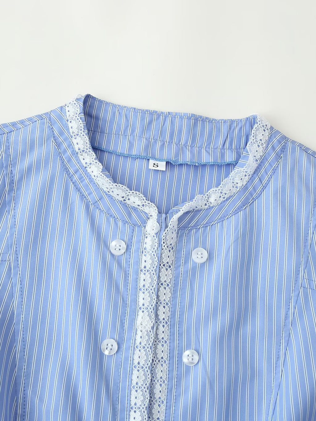 Women's Striped Lace-Detail Poplin Shirt