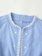 Women's Striped Lace-Detail Poplin Shirt
