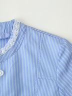 Women's Striped Lace-Detail Poplin Shirt
