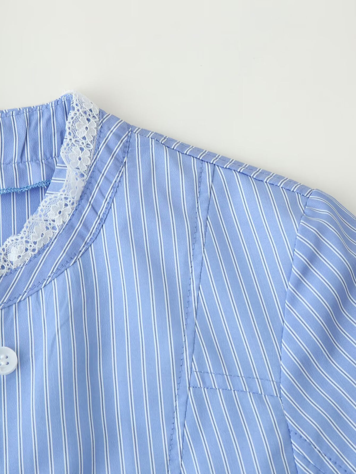 Women's Striped Lace-Detail Poplin Shirt