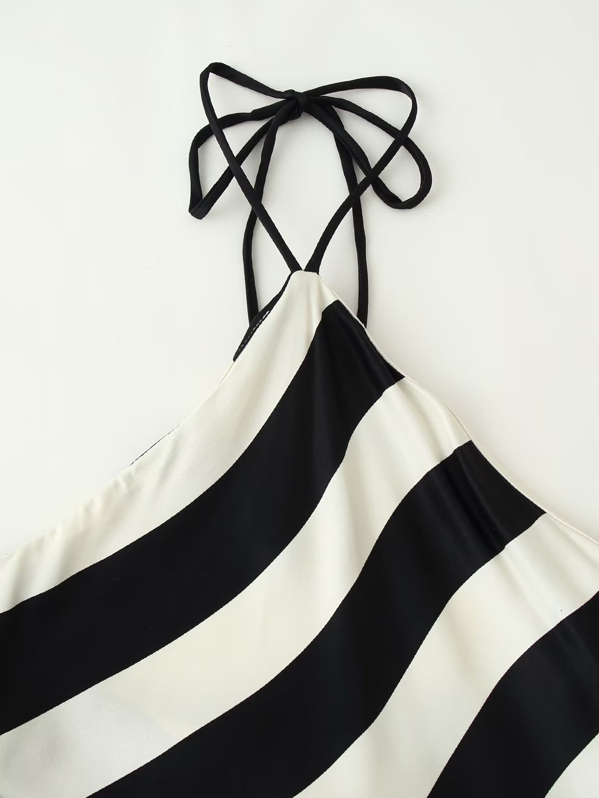 Women's Striped Halter Backless Midi Dress