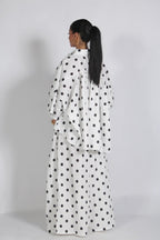 Autumn Women Clothing Retro Dots Loose Oversized Shirt Wide Leg Pants Two Piece Set