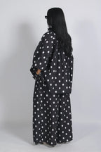 Autumn Women Clothing Retro Dots Loose Oversized Shirt Wide Leg Pants Two Piece Set
