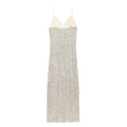 Silver Beaded Backless V-Neck Dress