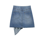 Asymmetric Denim Midi Skirt