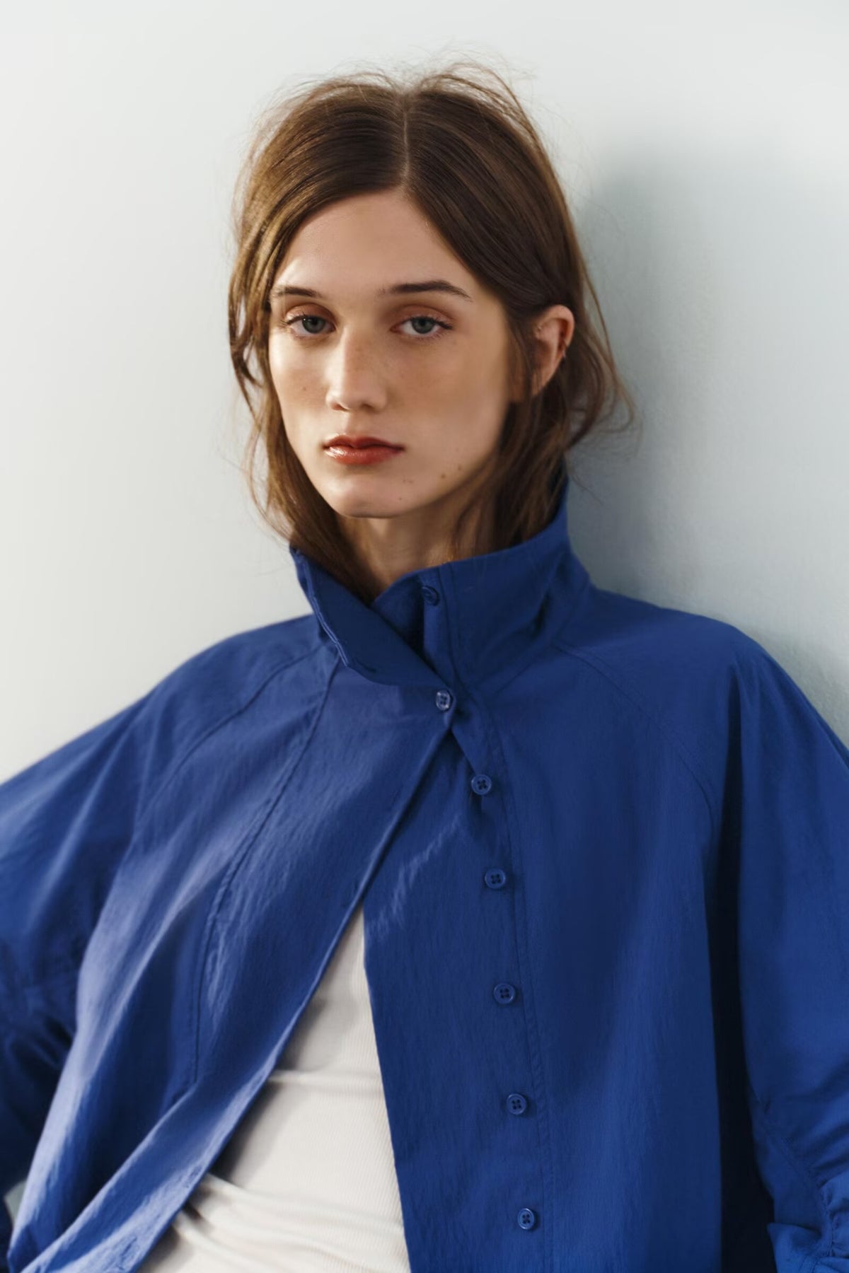 Stand-Collar Button Short Jacket
