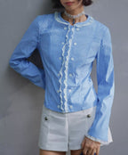 Striped Lace-Trim Poplin Shirt