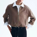 Camel Wool-Blend Short Coat