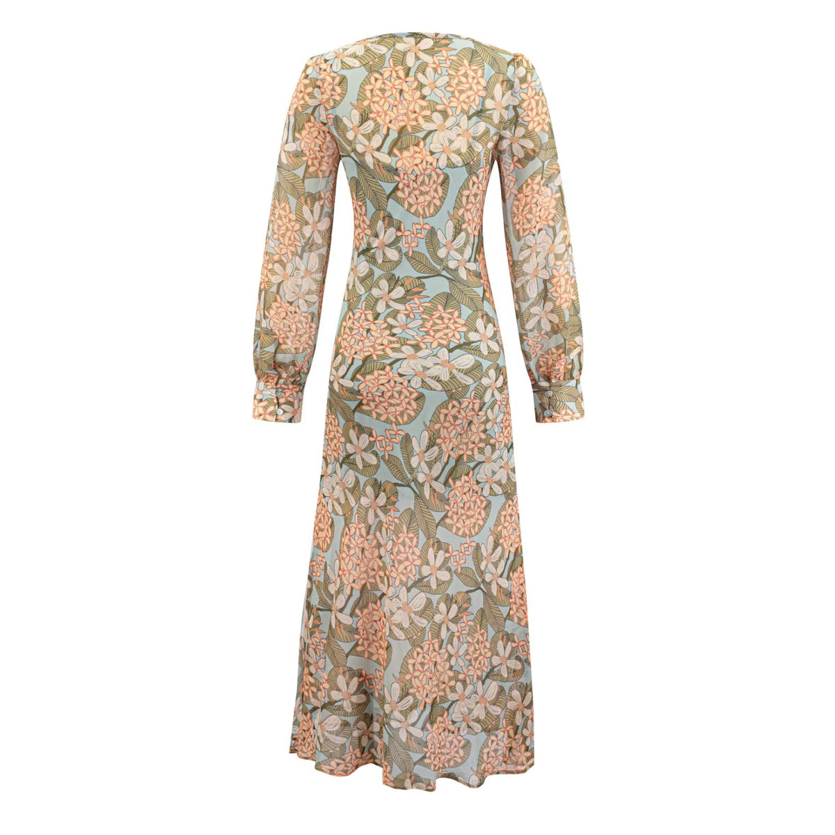 Floral V-Neck Chiffon Maxi Dress