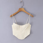 Women Clothing Sexy All Match Boning Corset Waist Three Dimensional Steel Ring Top Wide Leg Pants