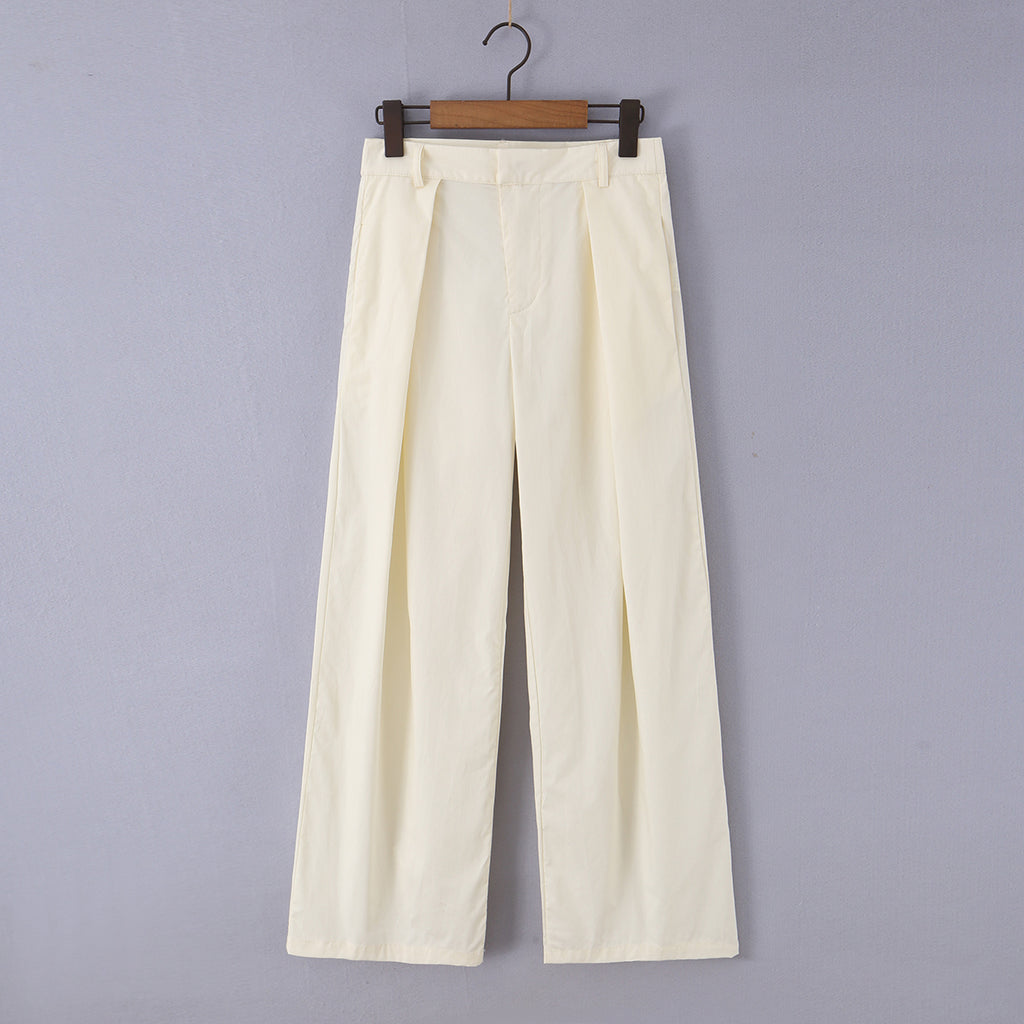 Women Clothing Sexy All Match Boning Corset Waist Three Dimensional Steel Ring Top Wide Leg Pants