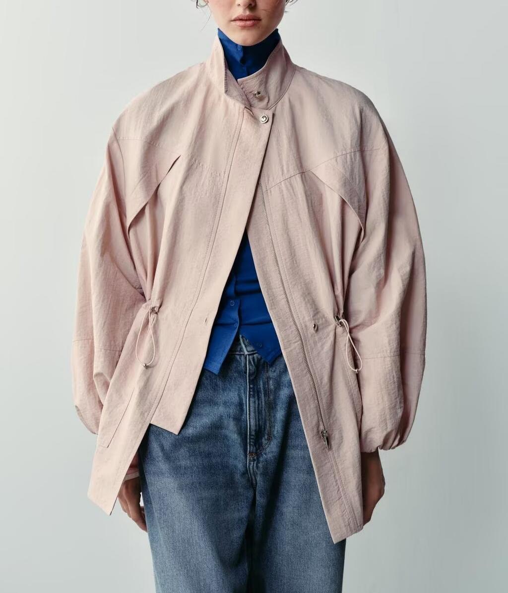 Women's Women Clothing All Match Solid Color Stand Up Collar Jacket