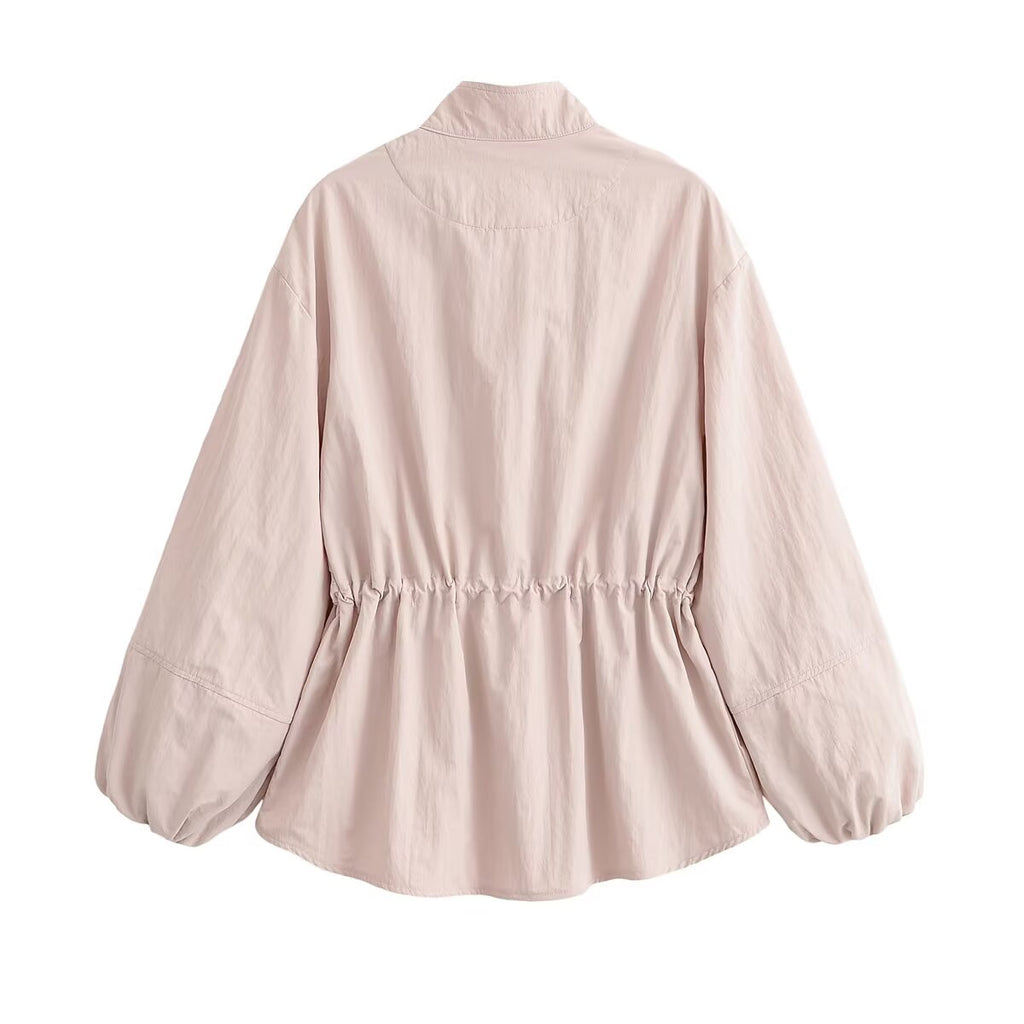 Women's Women Clothing All Match Solid Color Stand Up Collar Jacket