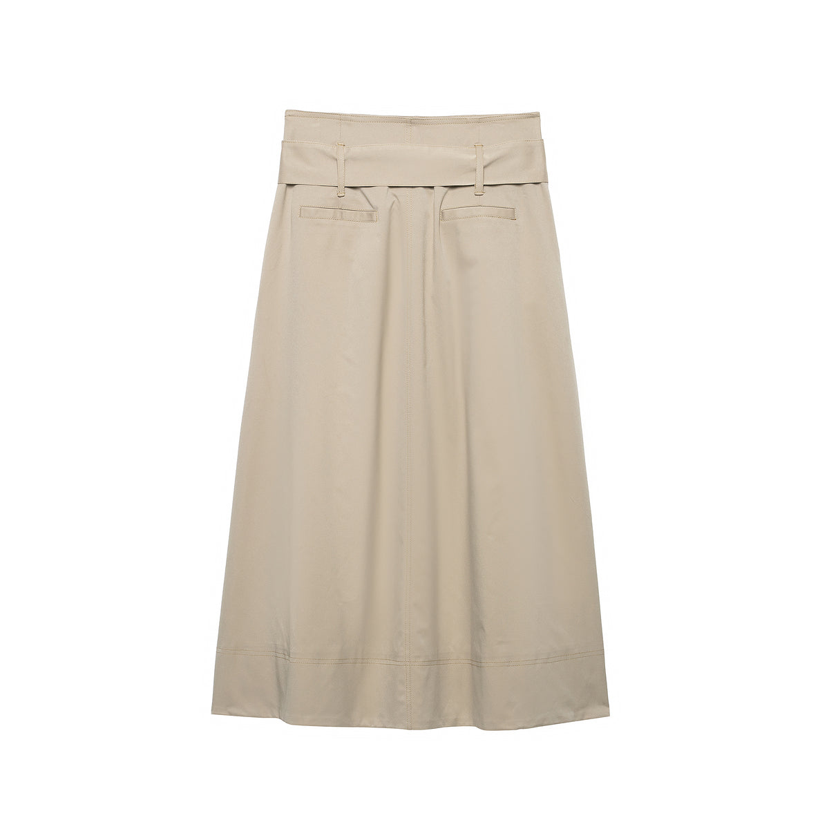 Women's Women Clothing Retro All Match Mid Waist Belt Pleated Midi Skirt