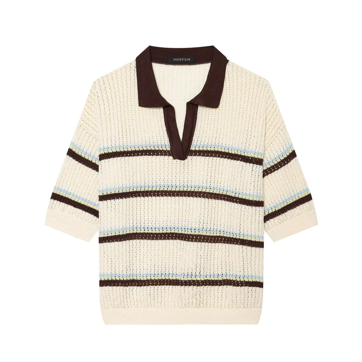 Women's Striped Collared Knit Sweater
