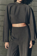 Women's Fluffy Suit Jacket & Straight-Leg Pants Set