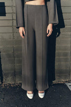 Women's Fluffy Suit Jacket & Straight-Leg Pants Set