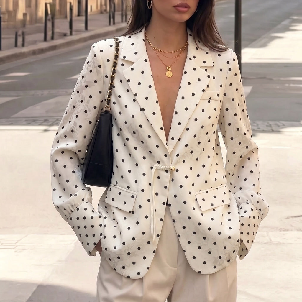Polka-Dot Collared Blazer