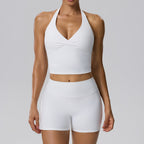 Women's V-Neck Yoga Vest & Shorts Two-Piece Set
