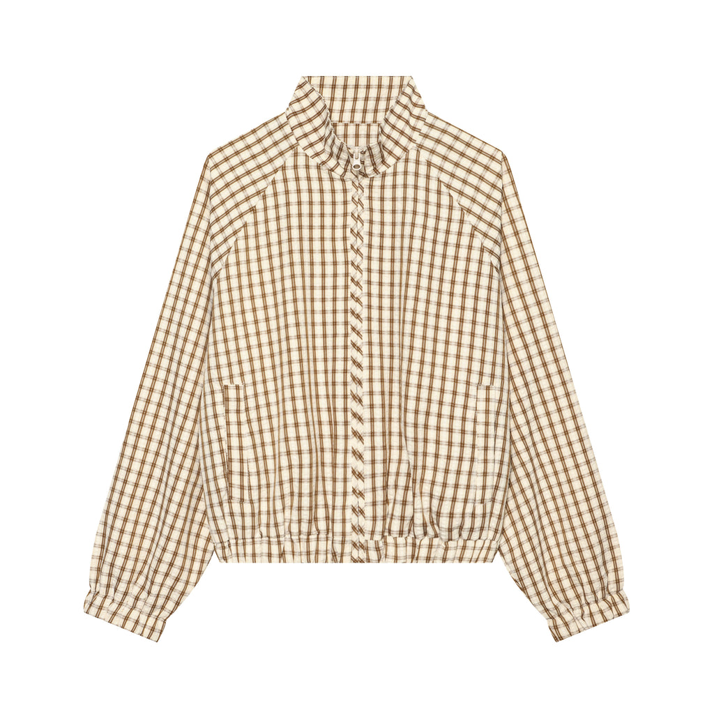 Women's Plaid Stand-Collar Batwing Coat