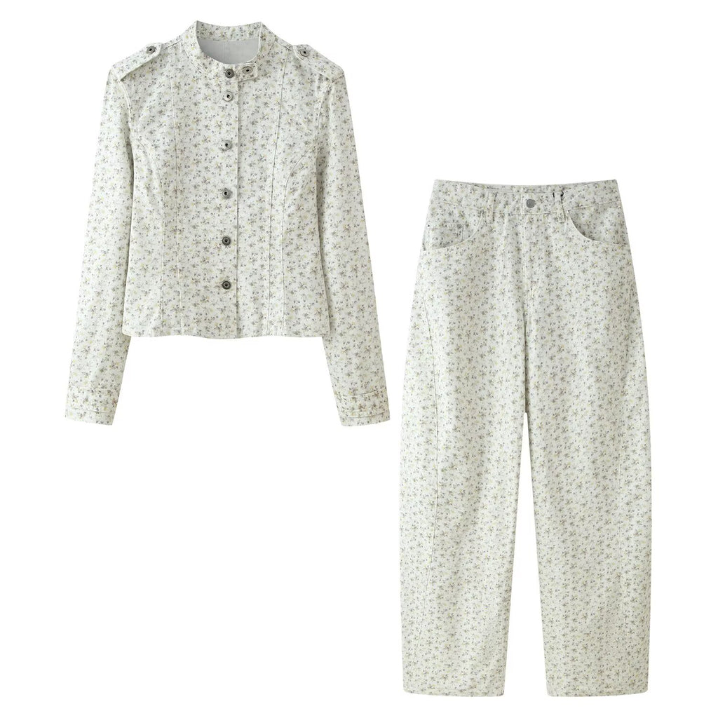 Women's Floral Jacket & Trousers Two-Piece Set