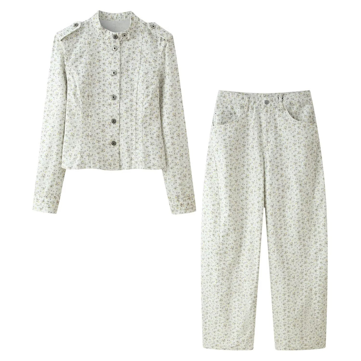 Women's Floral Jacket & Trousers Two-Piece Set