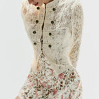 Women's Lace-Trim Double-Breasted Jacket