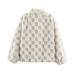 Women's Plaid Plush Stand-Collar Coat