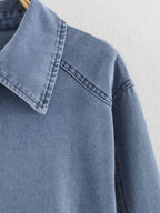Women's Collared Denim Jumpsuit