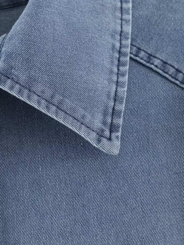 Women's Collared Denim Jumpsuit