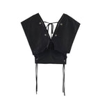 Lace-Up V-Neck Denim Set