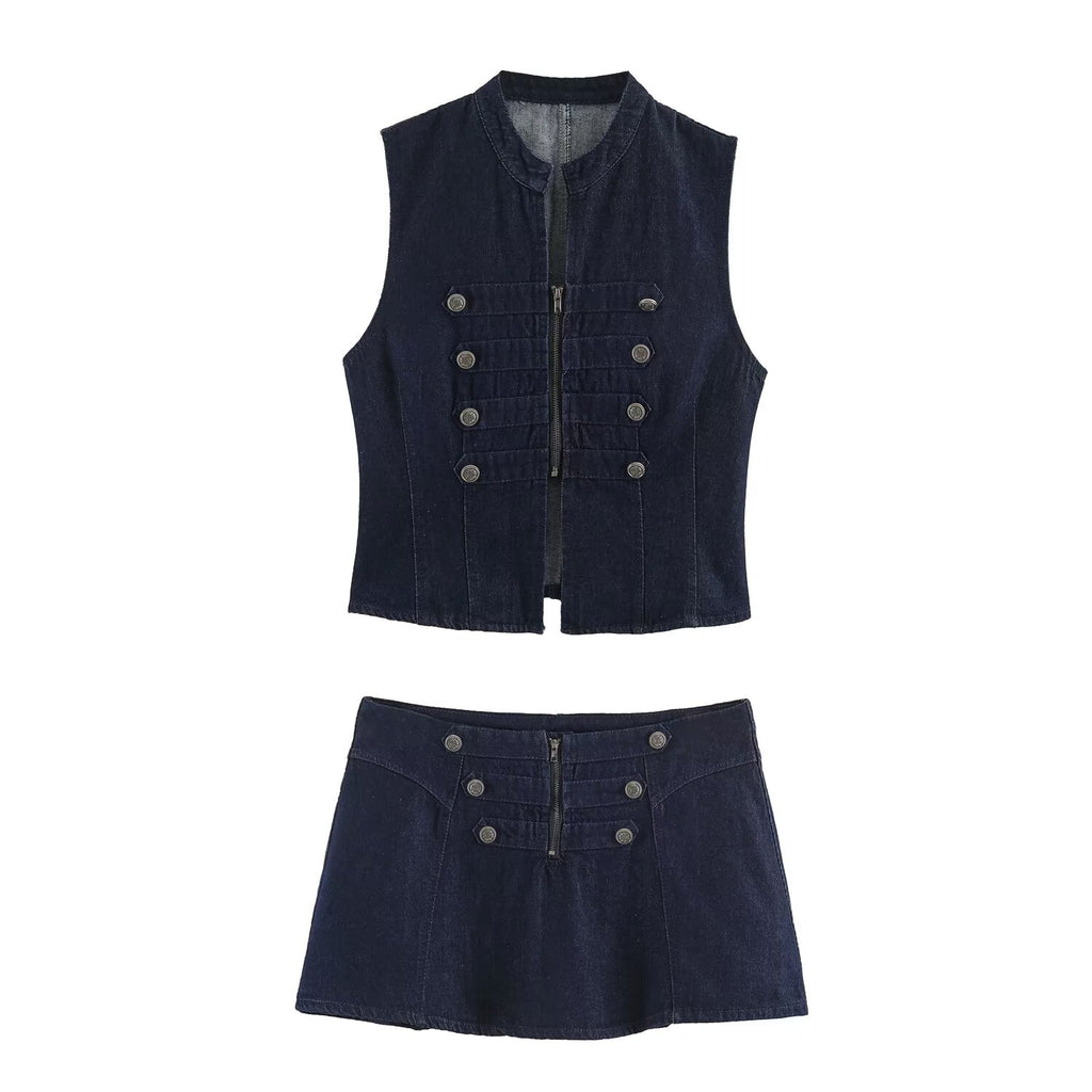 Women's Vest & A-Line Skirt Two-Piece Set