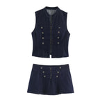 Women's Vest & A-Line Skirt Two-Piece Set