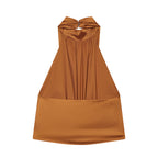 Women's Pleated Satin Halter Top