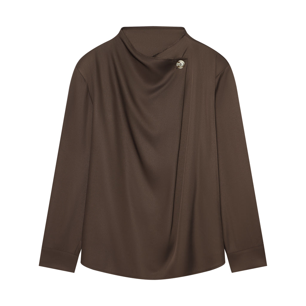 Women's Single-Button Long-Sleeve Office Shirt