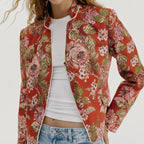 Floral Print Waist-Detail Blazer