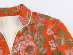 Floral Print Waist-Detail Blazer