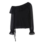 Women's Ruffled Polka Dot Long-Sleeve Top
