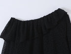 Women's Ruffled Polka Dot Long-Sleeve Top
