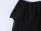 Women's Ruffled Polka Dot Long-Sleeve Top