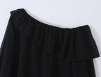 Women's Ruffled Polka Dot Long-Sleeve Top