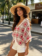 Women's Floral Embroidered Knit Cardigan