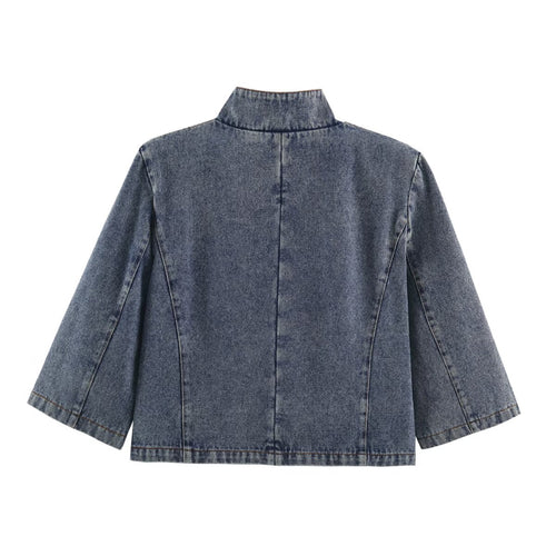 Women's Stand Collar Short Denim Jacket